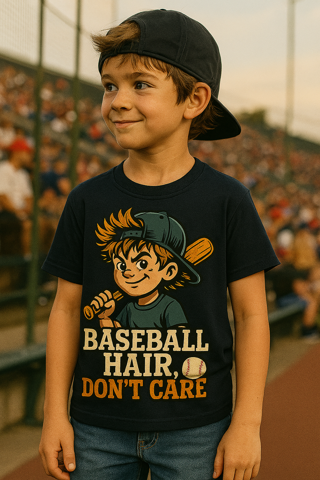 Baseball Hair Don't Care Kids Tee, Youth Casual T-Shirt, Fun Sports Shirt, Birthday Gift, Summer Outfit
