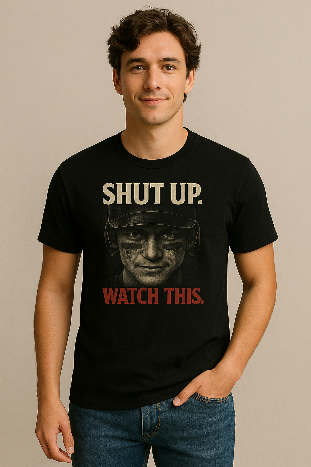 Shut Up, Watch This – Teen Baseball T-Shirt