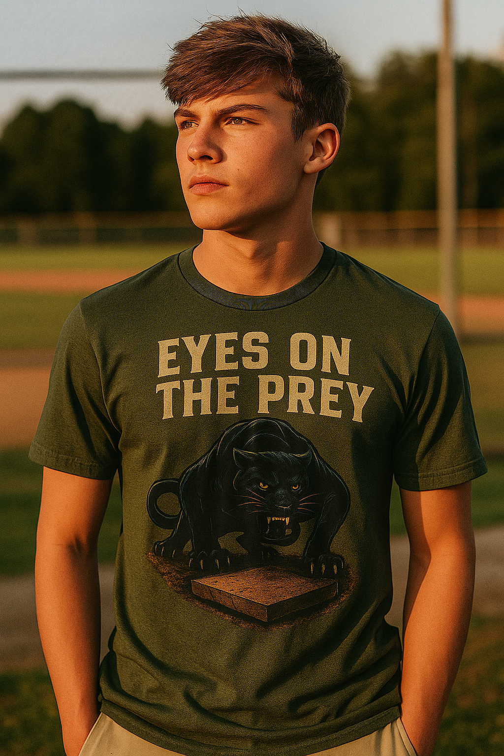 Eyes on the Prey – Teen Baseball T-Shirt