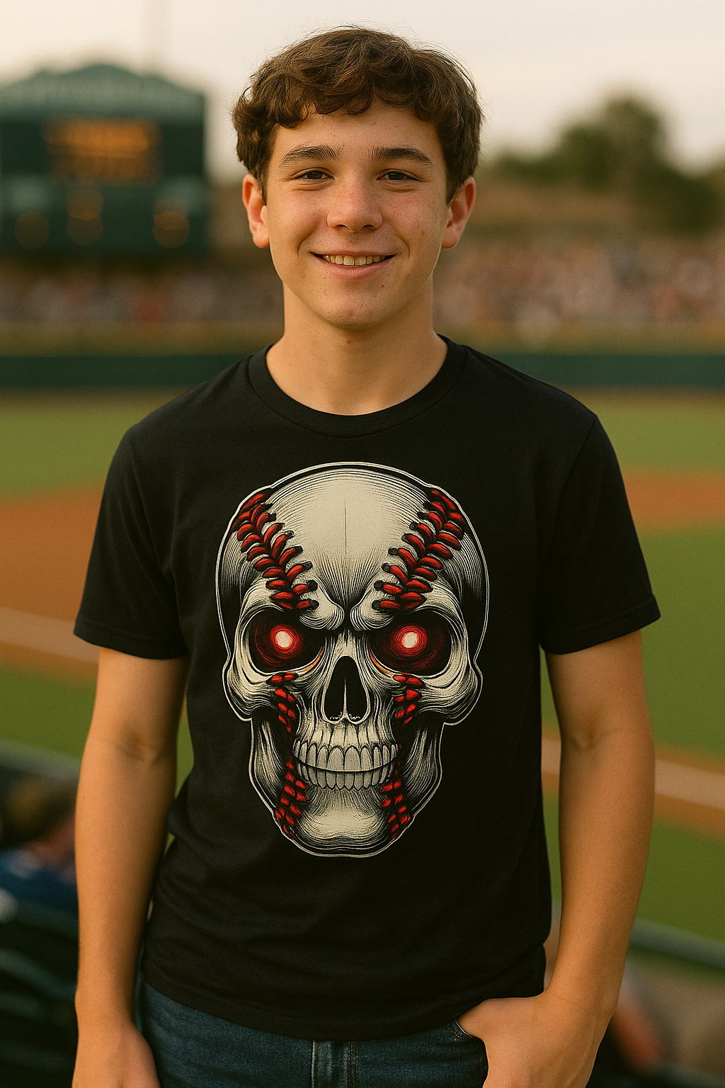 Baseball Skull – Teen Baseball T-Shirt
