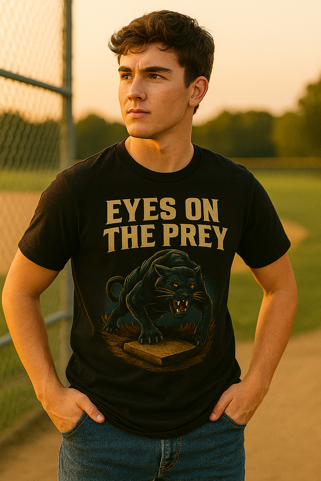 Eyes on the Prey – Teen Baseball T-Shirt