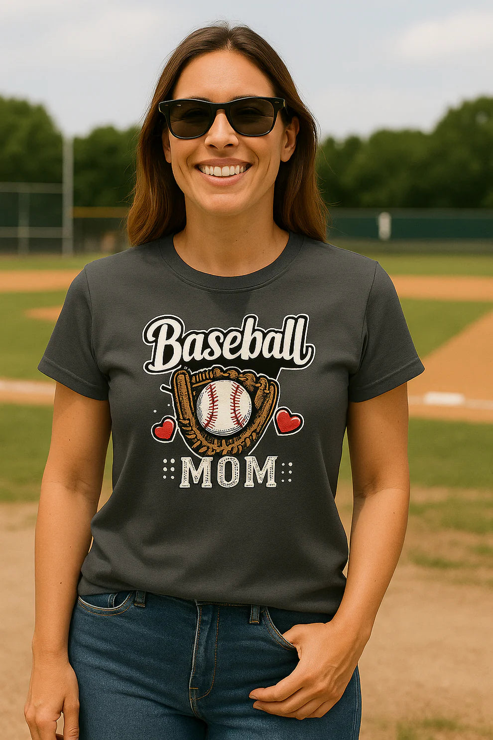 Baseball MOM – Leopard Glove Edition Tee