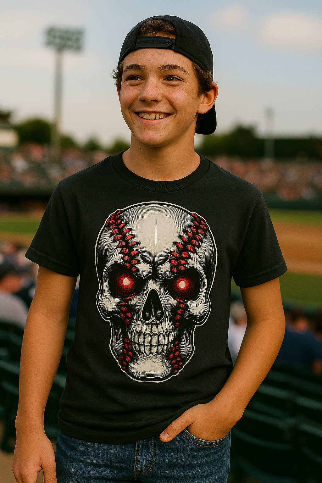 Baseball Skull – Teen Baseball T-Shirt