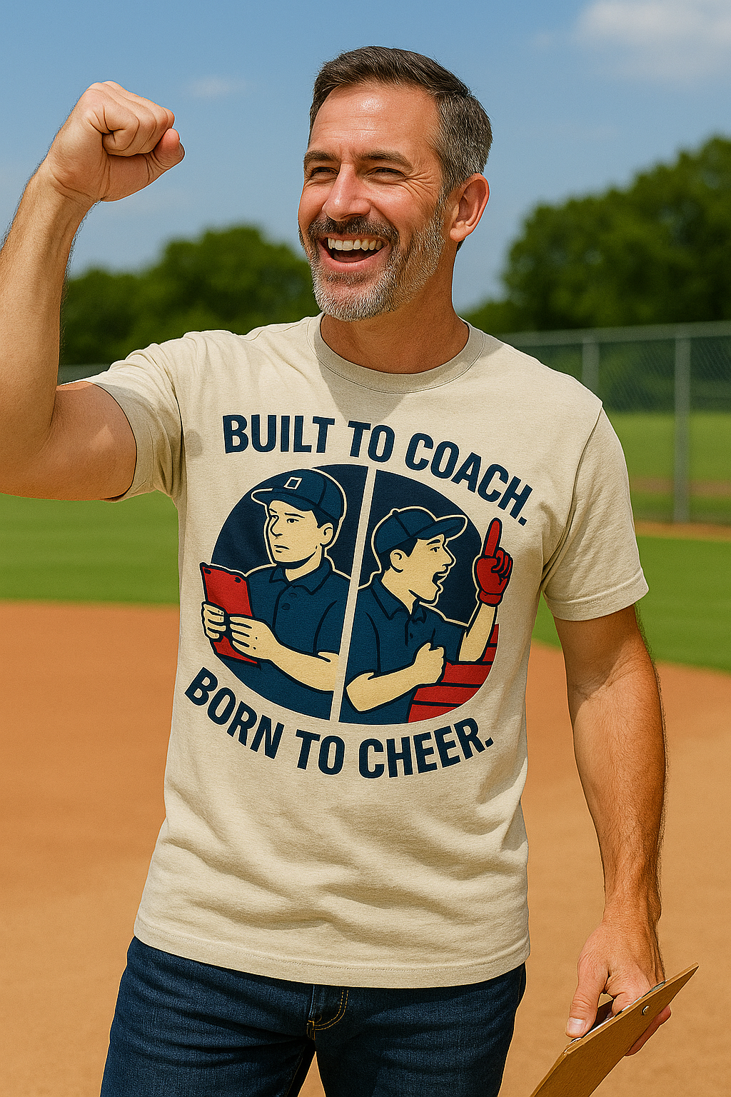 Built to Coach, Born to Cheer – Baseball Dad T-Shirt