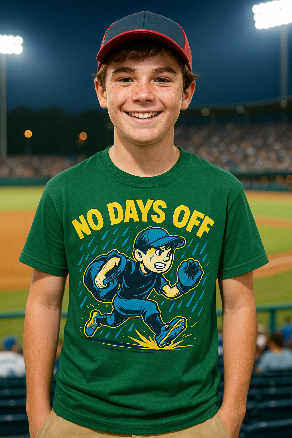 No Days Off – Teen Baseball T-Shirt