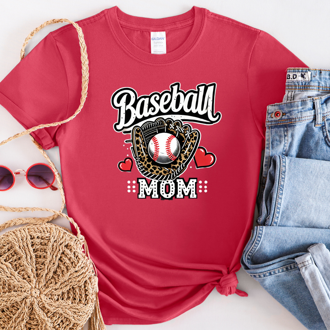 Glove and Hearts Baseball Mom