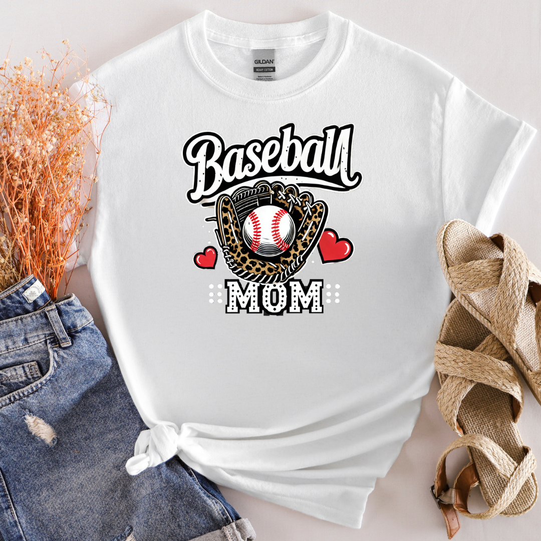 Glove and Hearts Baseball Mom