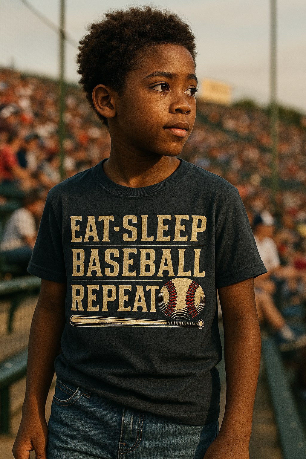 Eat Sleep Baseball Repeat Youth Baseball Shirt Funny Sports Tee for Kids