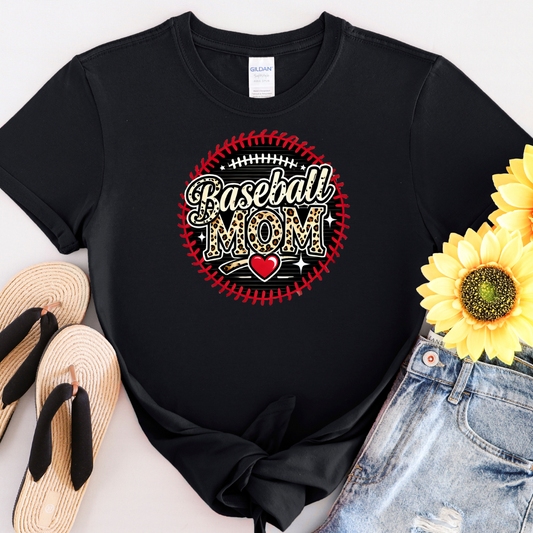 Leopard Baseball Mom Softstyle T-Shirt