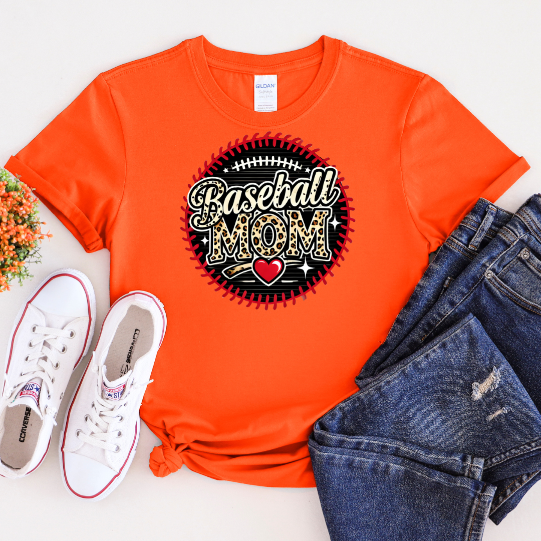 Leopard Baseball Mom Softstyle T-Shirt