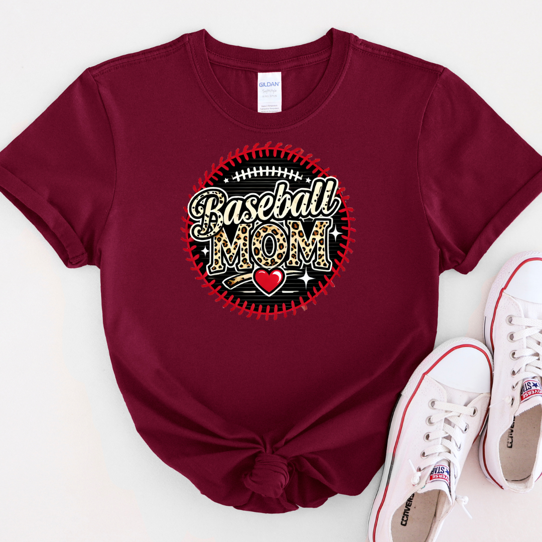 Leopard Baseball Mom Softstyle T-Shirt