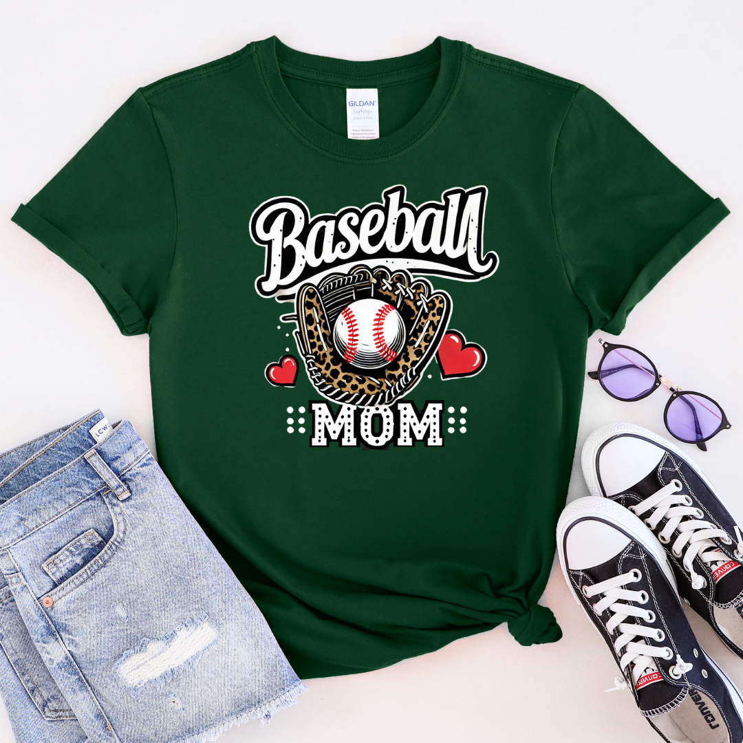 Glove and Hearts Baseball Mom