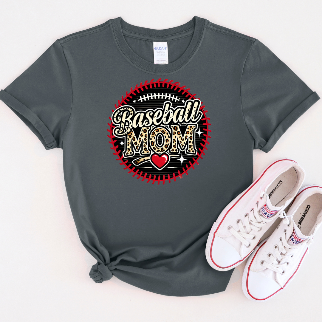 Leopard Baseball Mom Softstyle T-Shirt