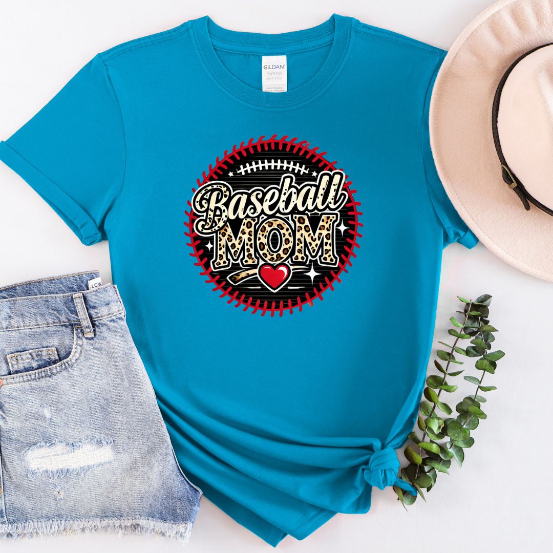 Leopard Baseball Mom Softstyle T-Shirt