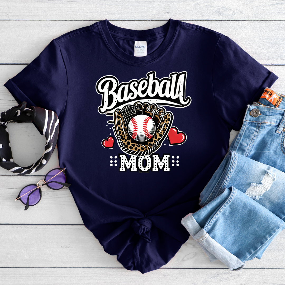 Glove and Hearts Baseball Mom