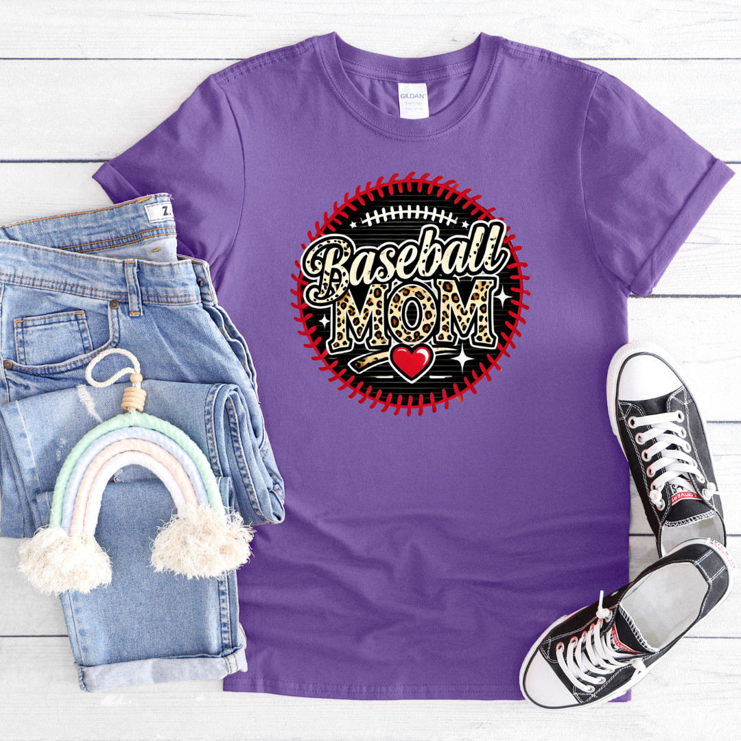 Leopard Baseball Mom Softstyle T-Shirt