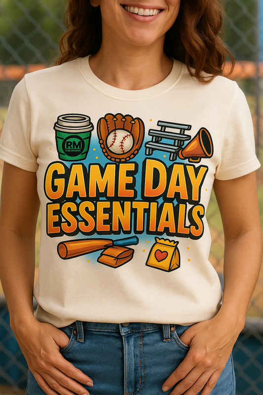 Game Day Essentials Baseball T-Shirt – Funny Sports Mom Tee