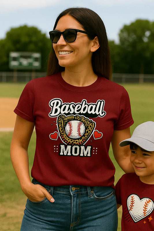 Baseball MOM – Leopard Glove Edition Tee