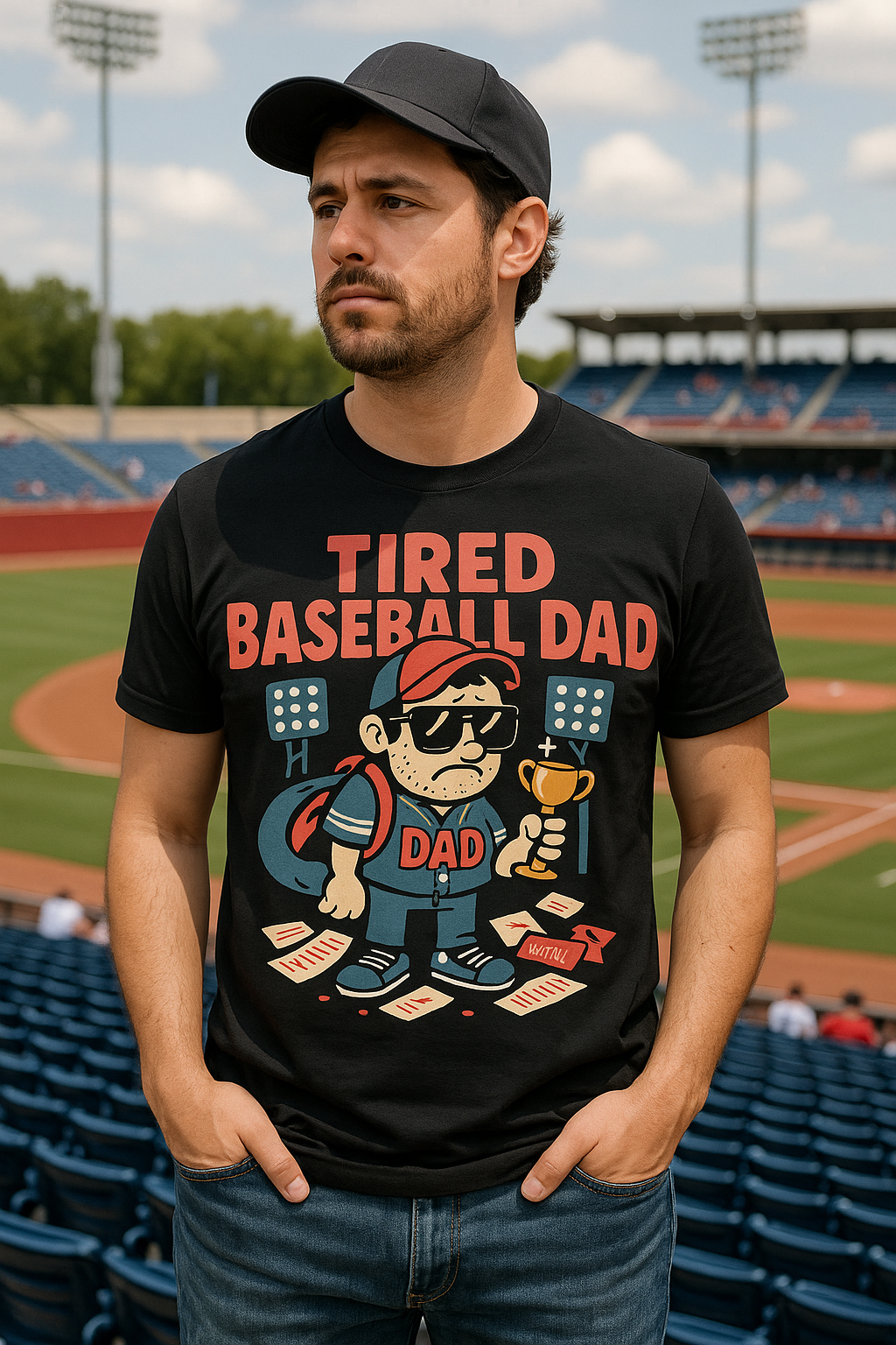 Tired Baseball Dad – Trophy Hauler Tee
