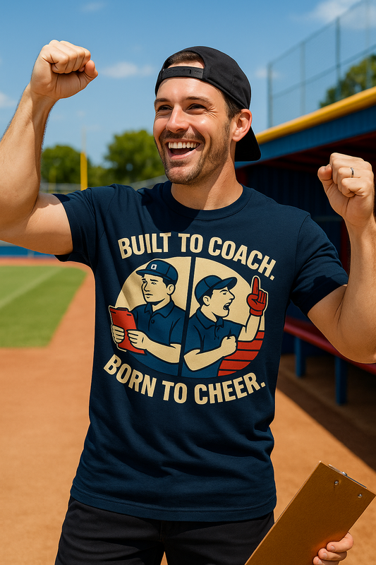 Built to Coach, Born to Cheer – Baseball Dad T-Shirt