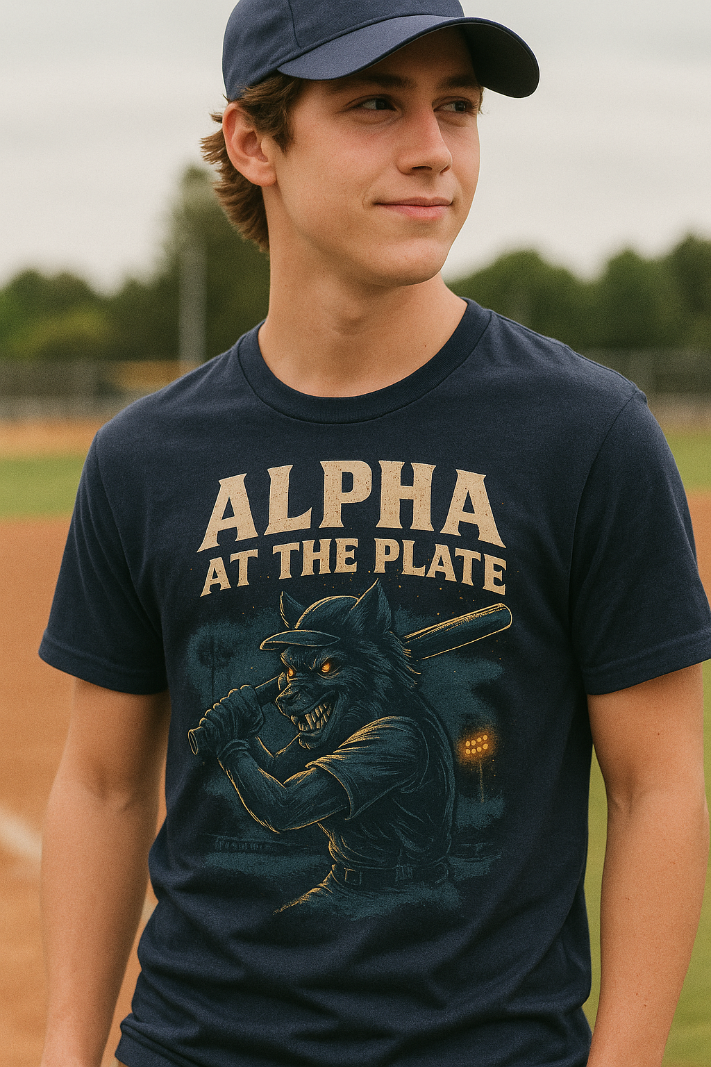 Alpha at the Plate – Teen Baseball T-Shirt