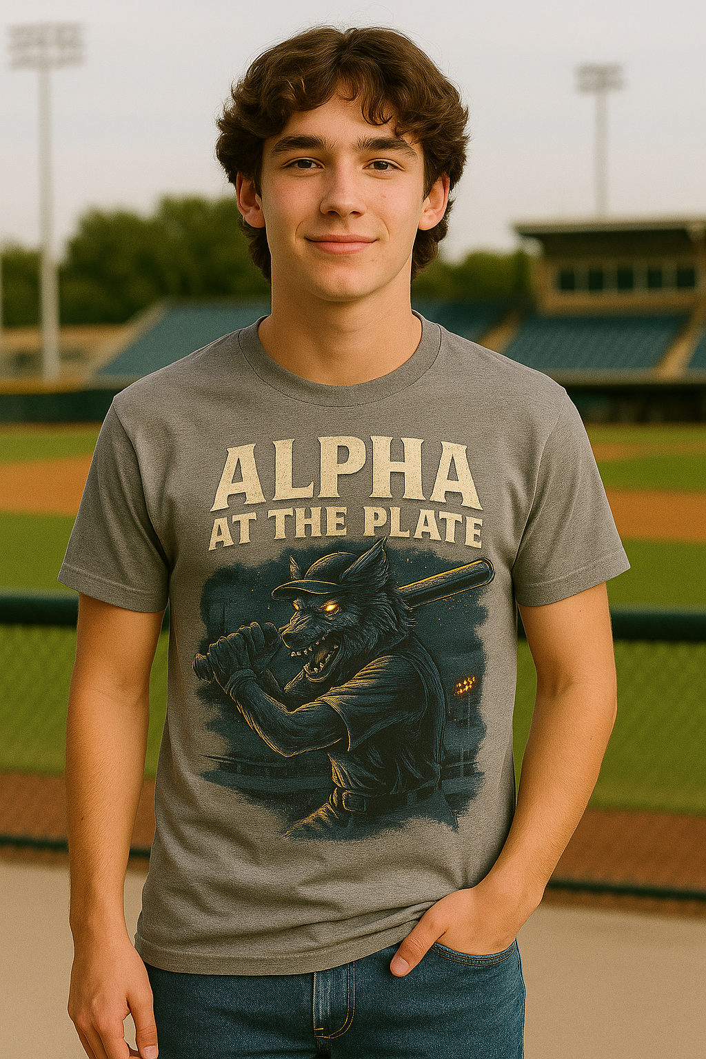 Alpha at the Plate – Teen Baseball T-Shirt