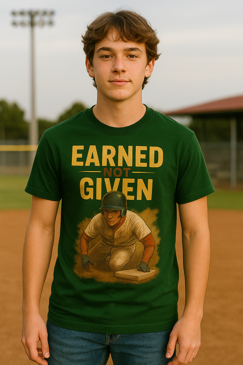Earned Not Given – Teen Baseball T-Shirt