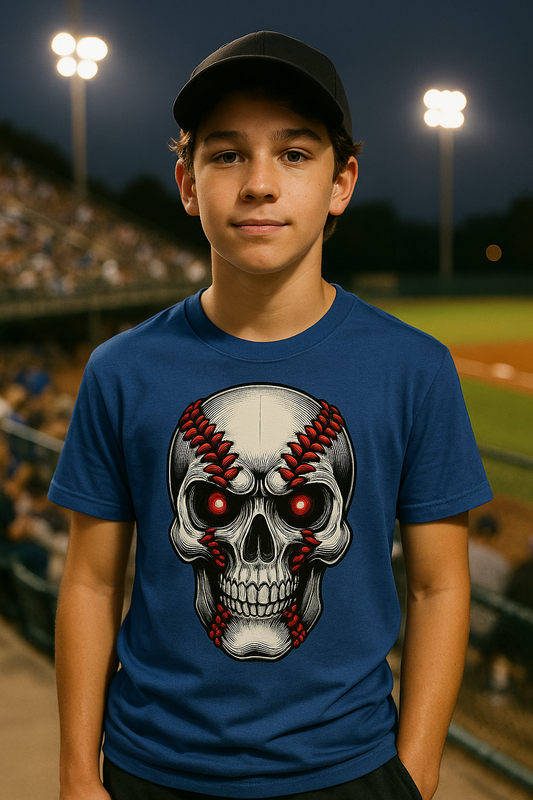 Baseball Skull – Teen Baseball T-Shirt