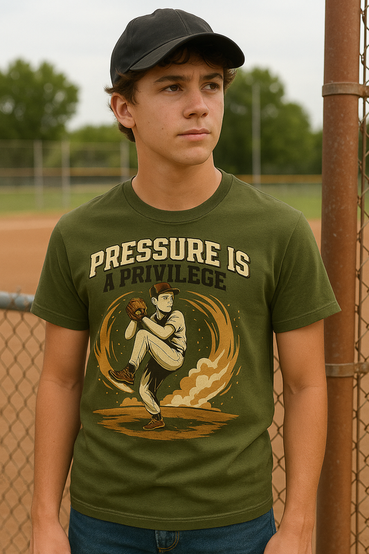 Pressure Is a Privilege – Teen Baseball T-Shirt