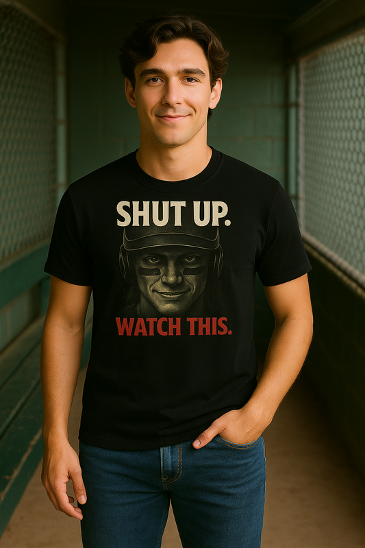 Shut Up, Watch This – Teen Baseball T-Shirt