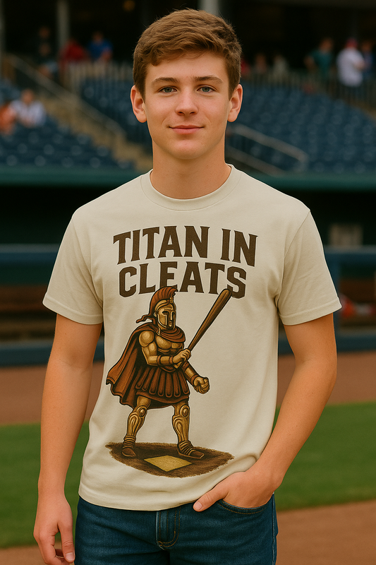 Titan in Cleats – Teen Baseball T-Shirt