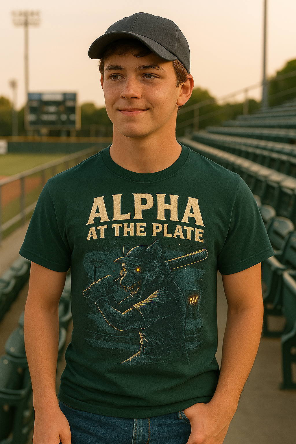 Alpha at the Plate – Teen Baseball T-Shirt